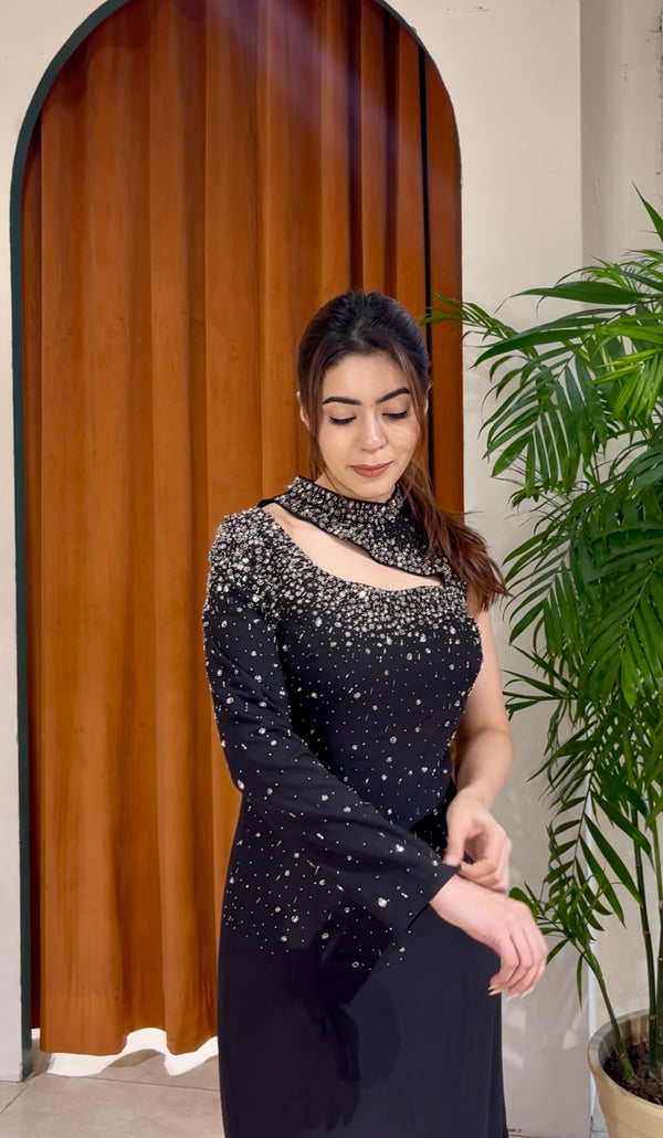 Embellished Black Gown