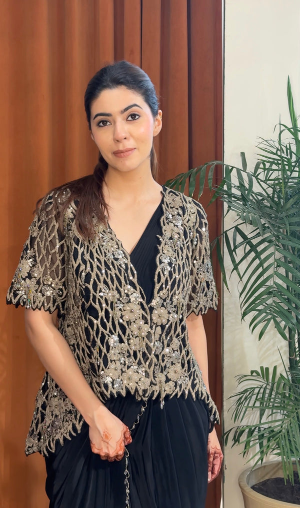 Embellished Jacket Drape Saree