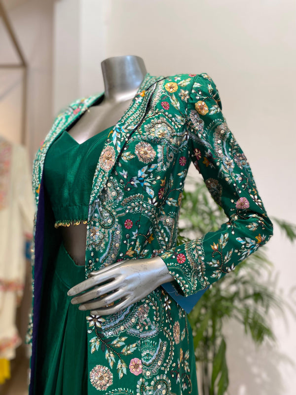Printed Jacket with draped skirt