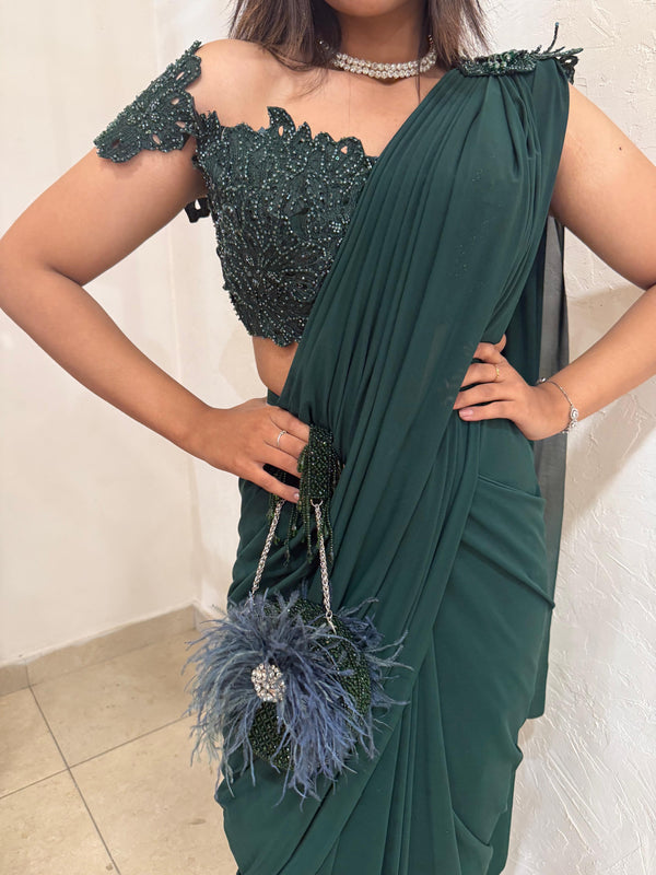 Green Drape Saree