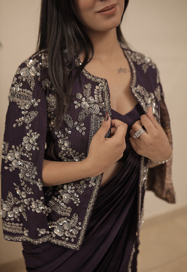 Drape saree with cape