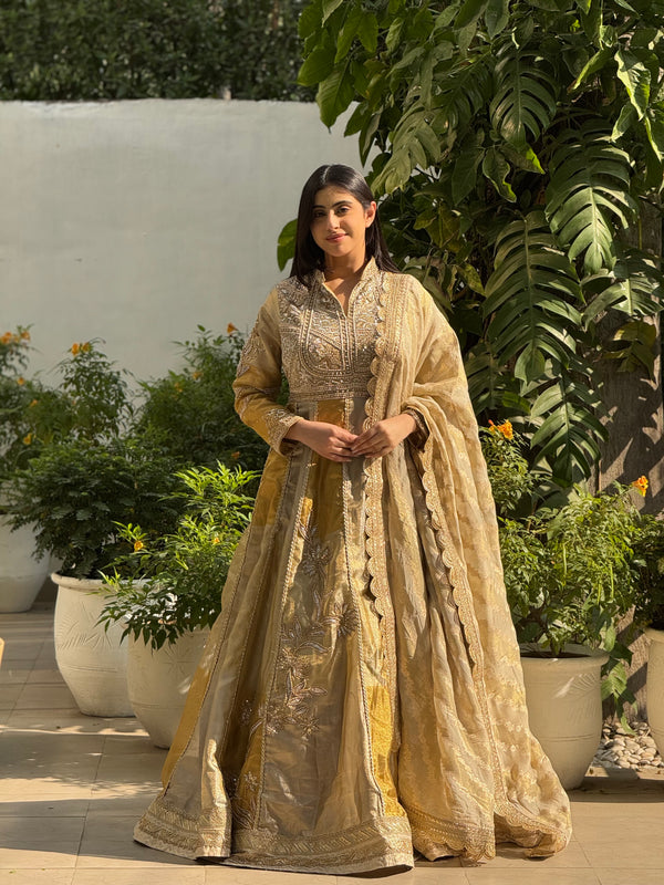 Gold Embroidered Anarkali