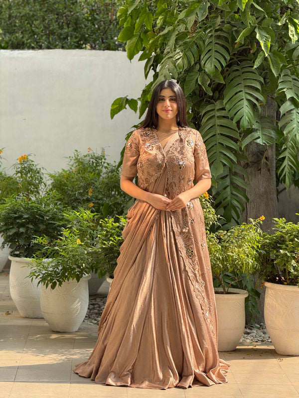 Jacket drape with Flowy Skirt