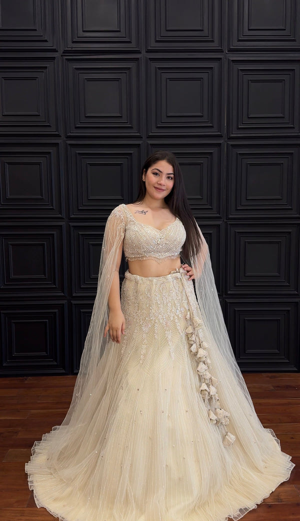 Ivory Crystal Lehenga