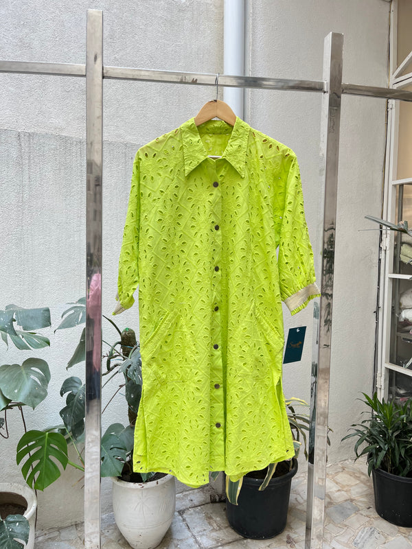 Schiffli Cotton Shirt Dress
