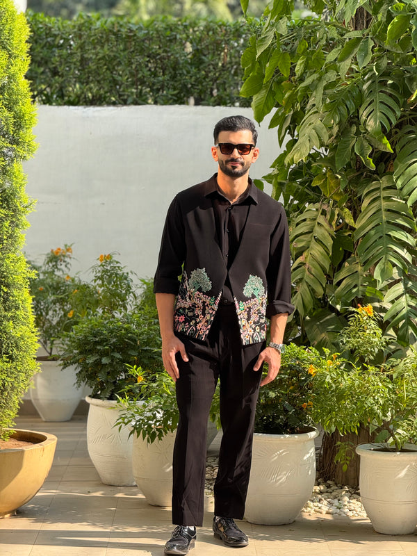 Black Embroidered Kurta Set
