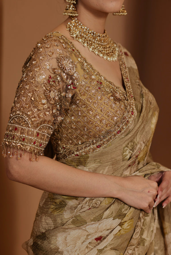 PRINTED CRUSH SAREE