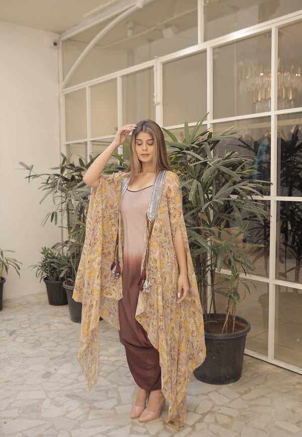 Hand embroidered cape set