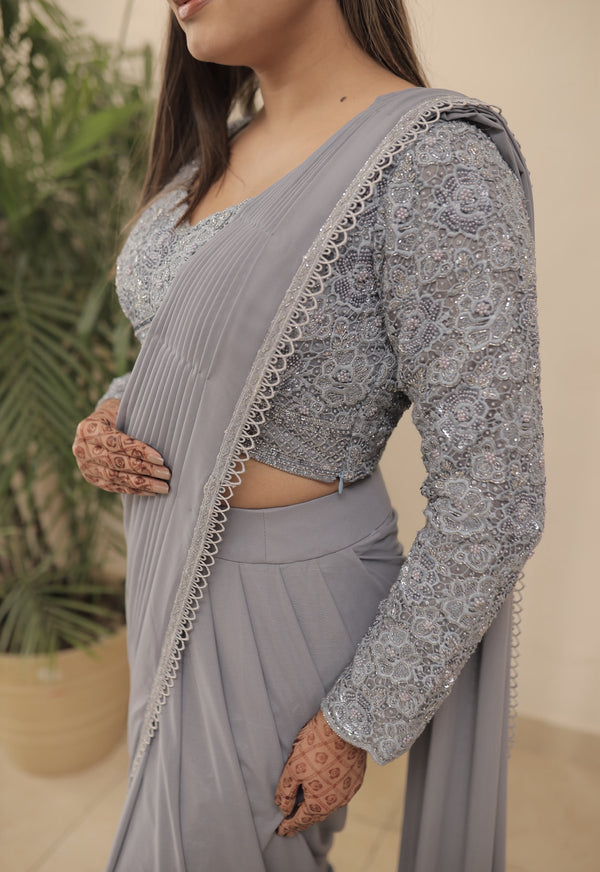 Powder Blue Drape Saree