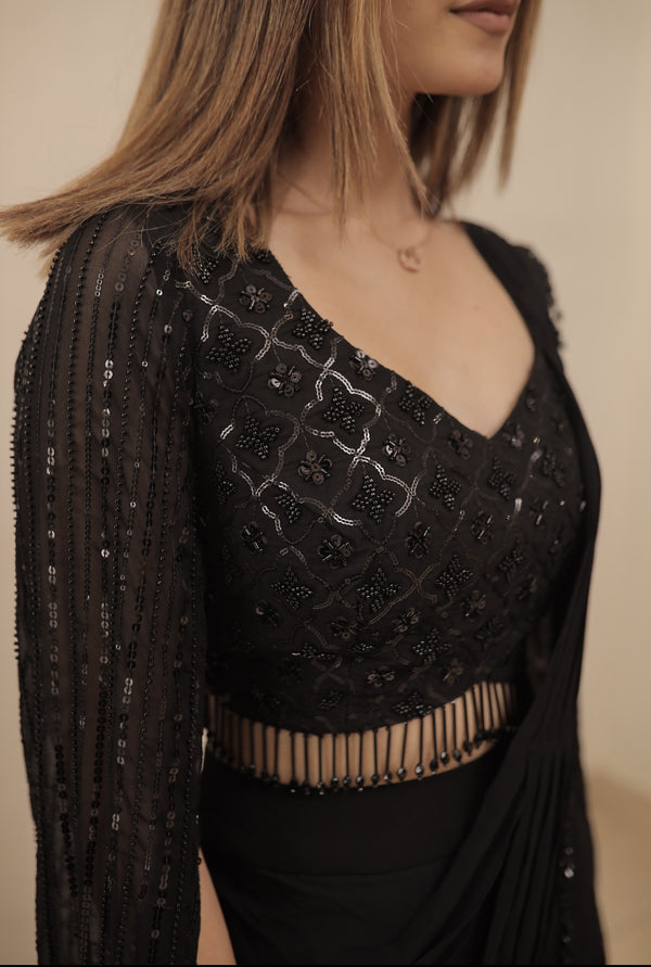 Black drape saree