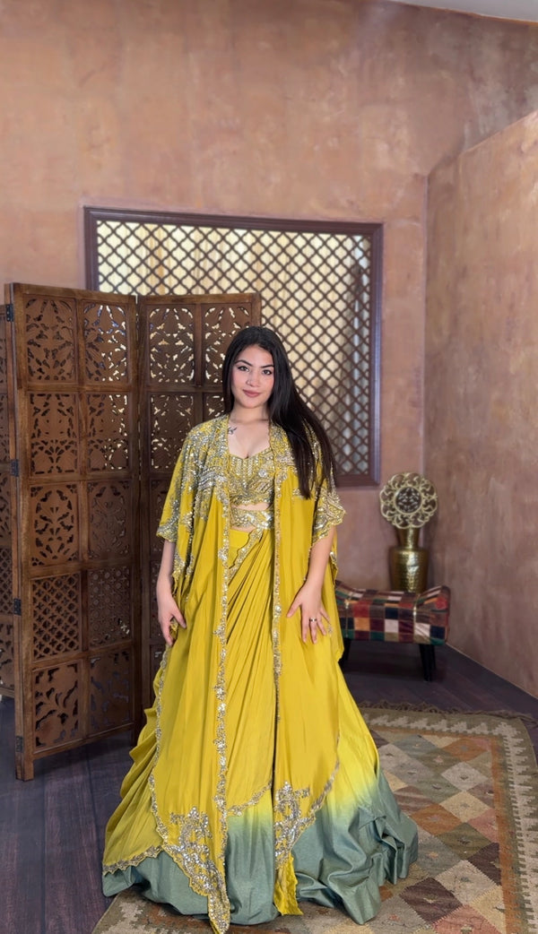 Mustard Ombre Lehenga