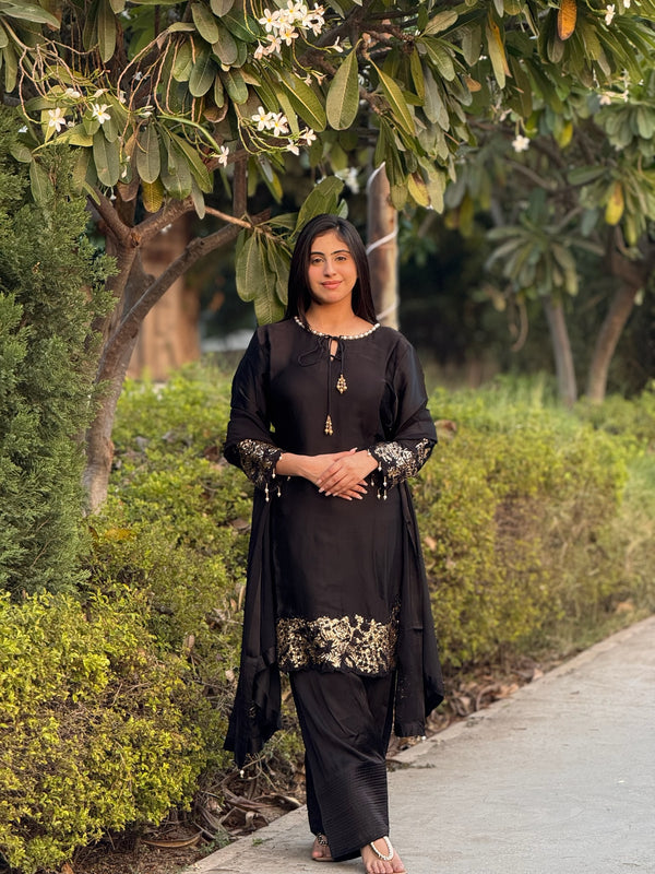 Black Kurta with Farshi Salwar