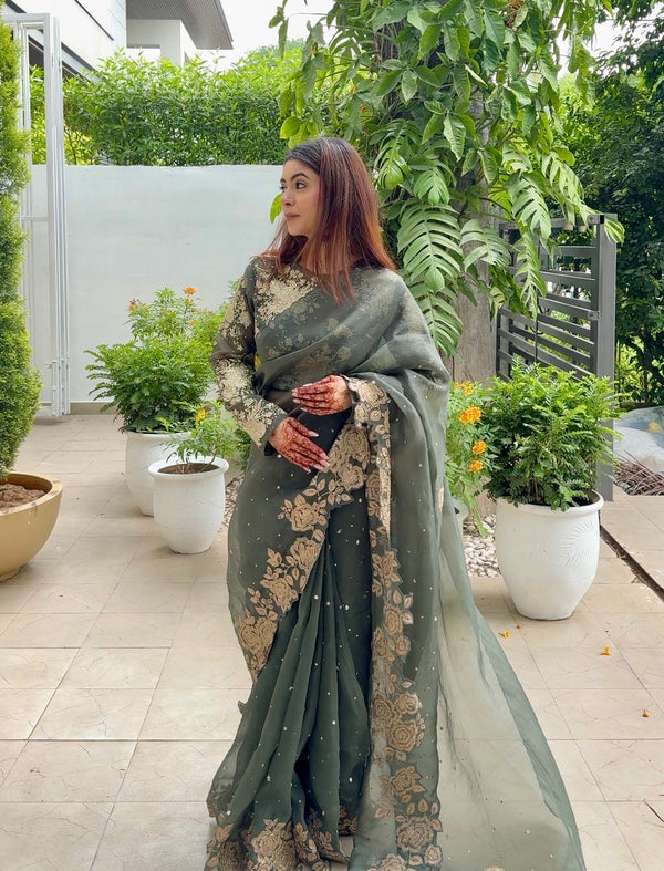 Floral Embroidered Saree