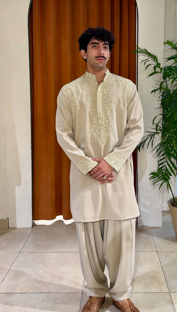 Ivory Embroidered Kurta With Salwar