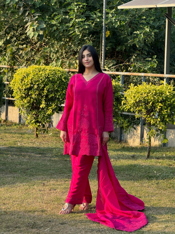 Embroidered Magenta Suit