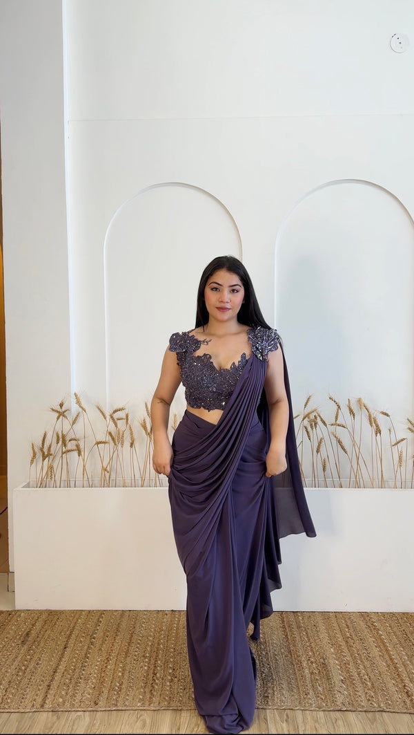 Deep Mauve Drape Saree